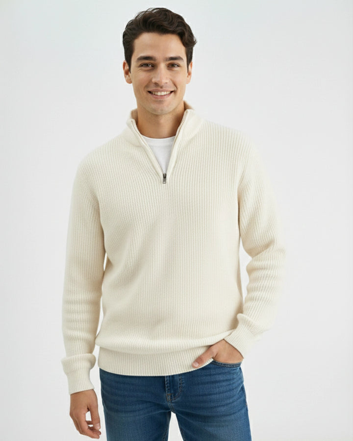 Men's white Textured Sweater