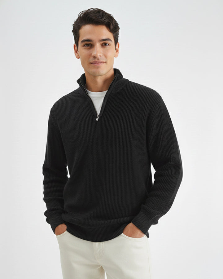 Men's Black Textured Sweater