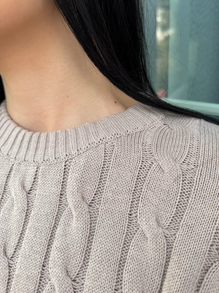 Women’s Beige Cable Knit Sweater