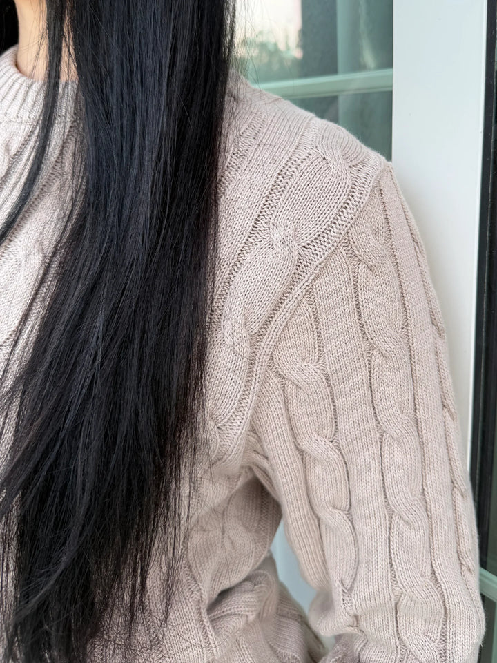Women’s Beige Cable Knit Sweater