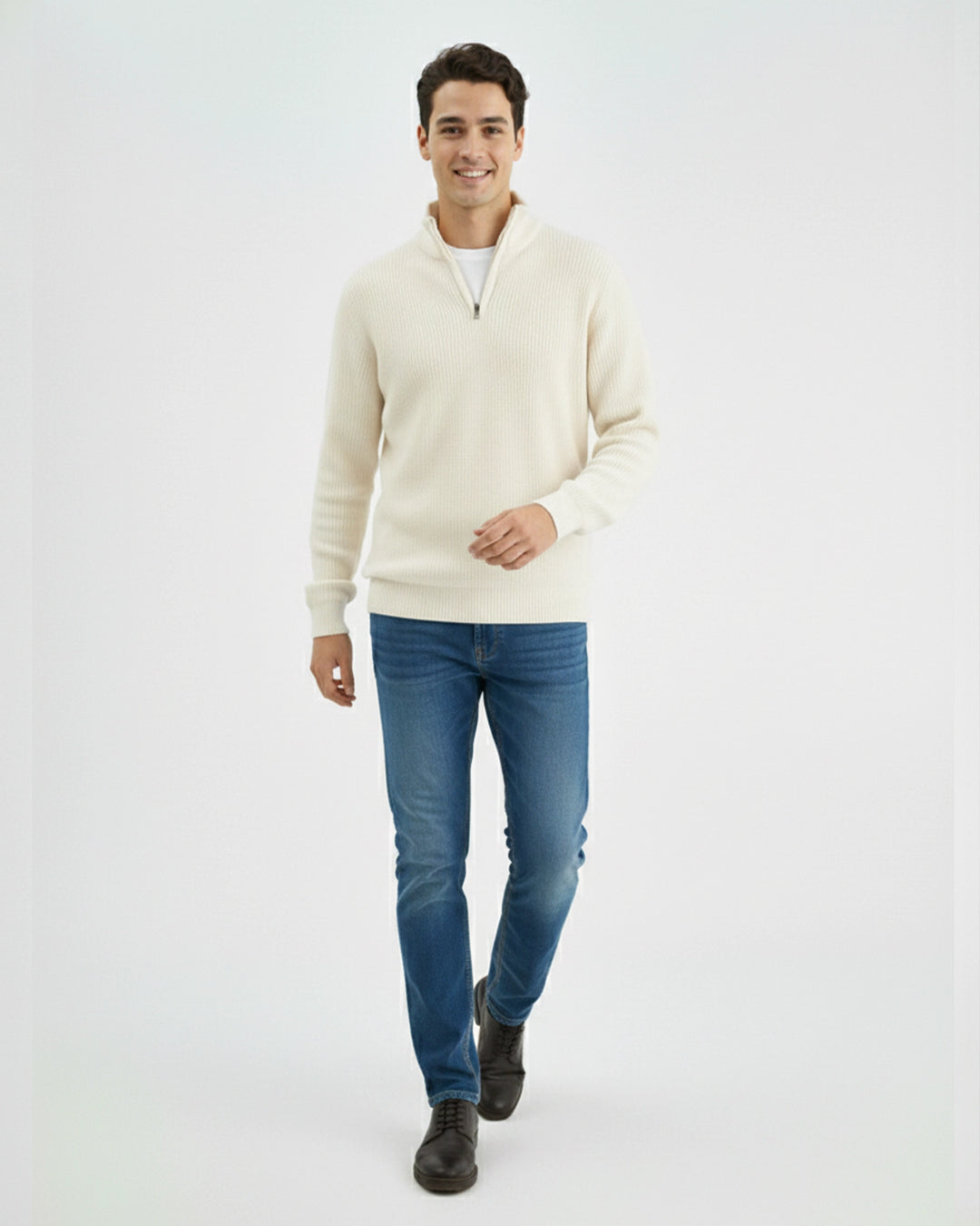 Men's white Textured Sweater