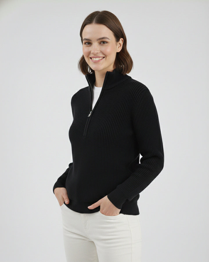 Women's Black Textured Sweater