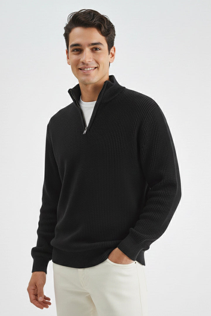 Men's Black Textured Sweater