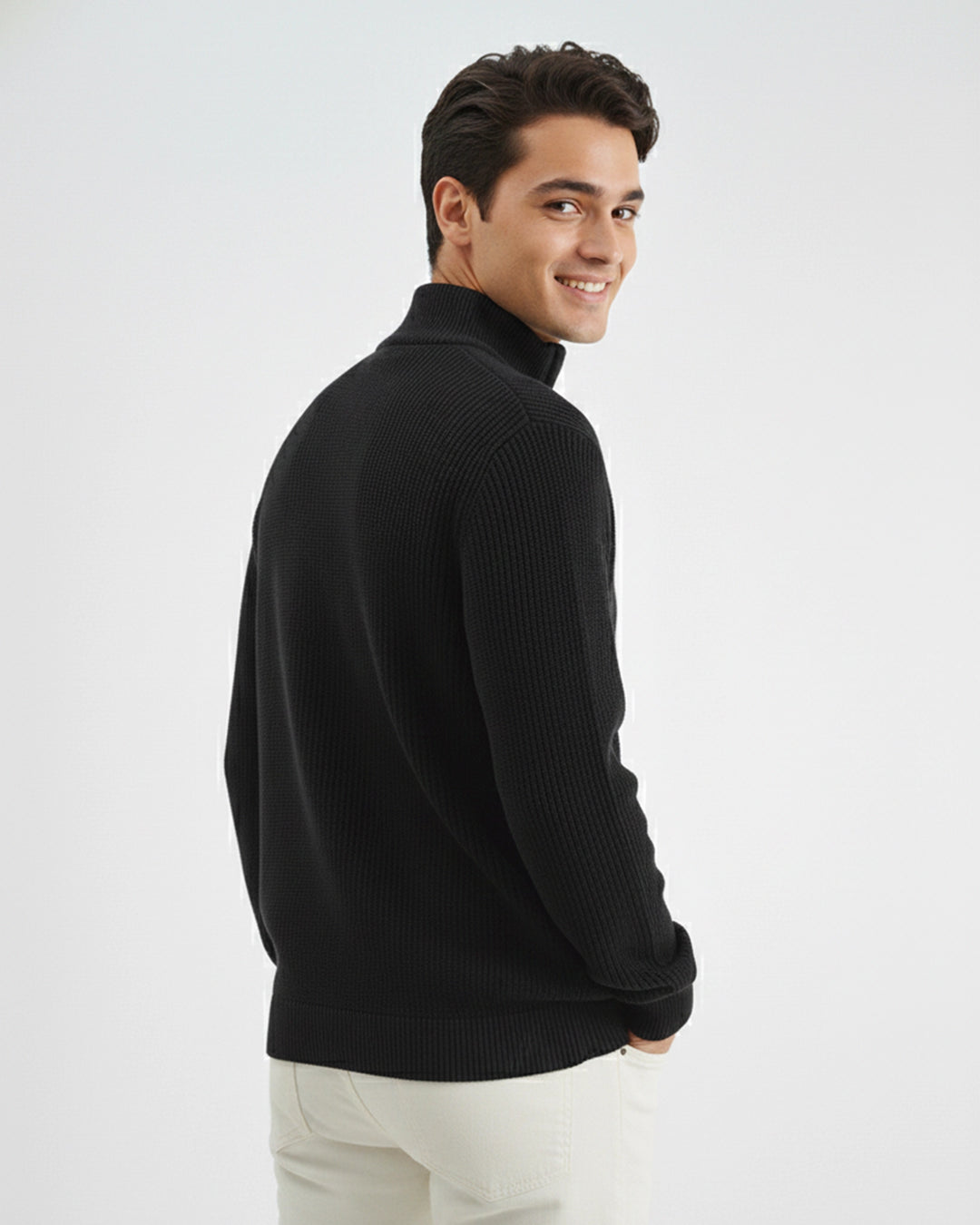 Men's Black Textured Sweater