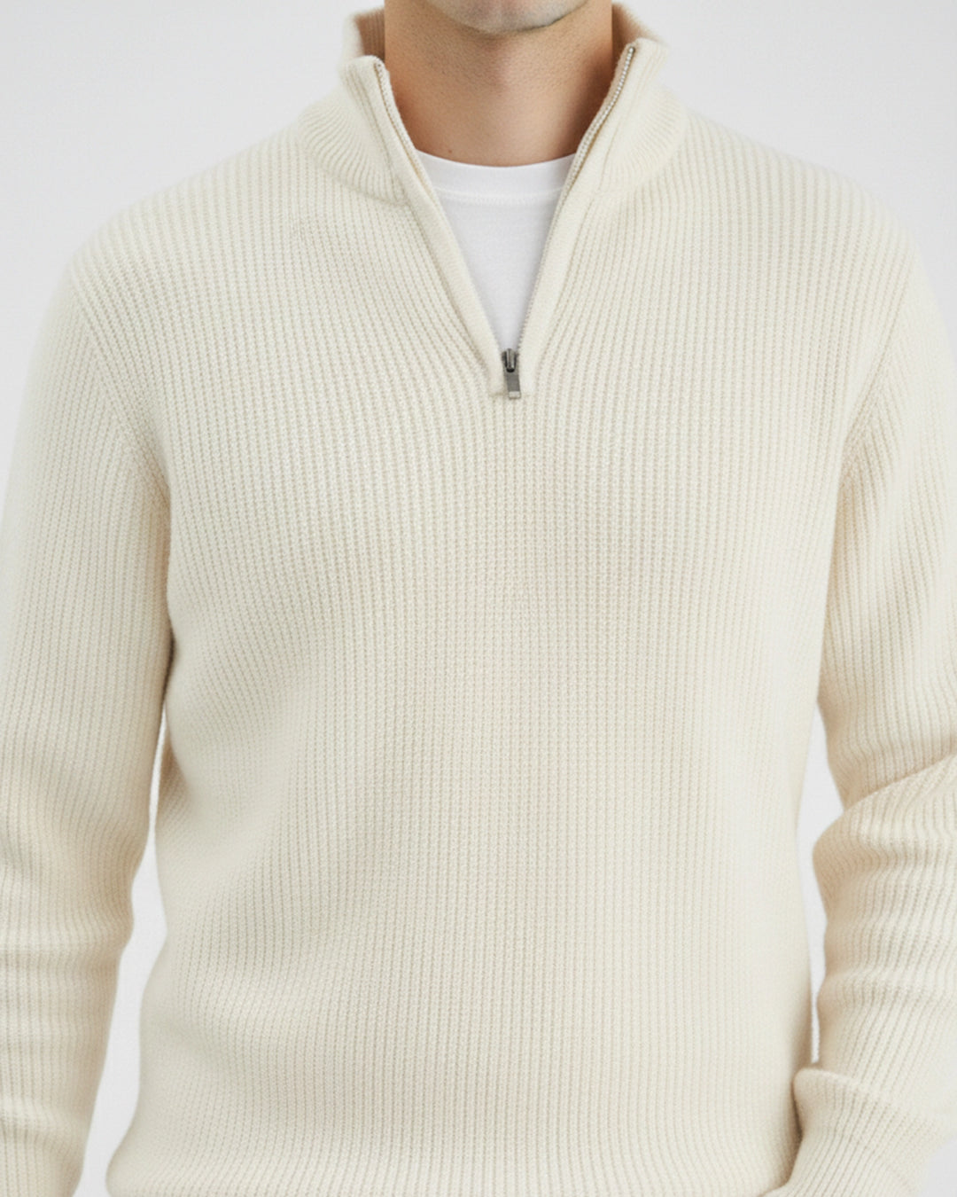 Men's white Textured Sweater