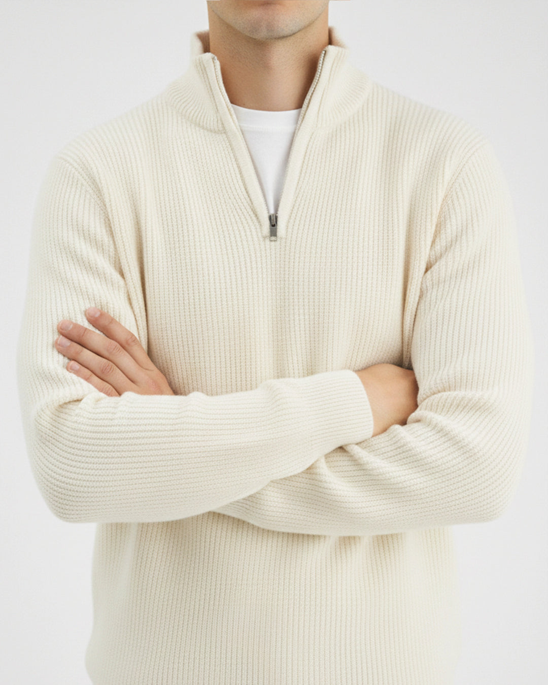 Men's white Textured Sweater