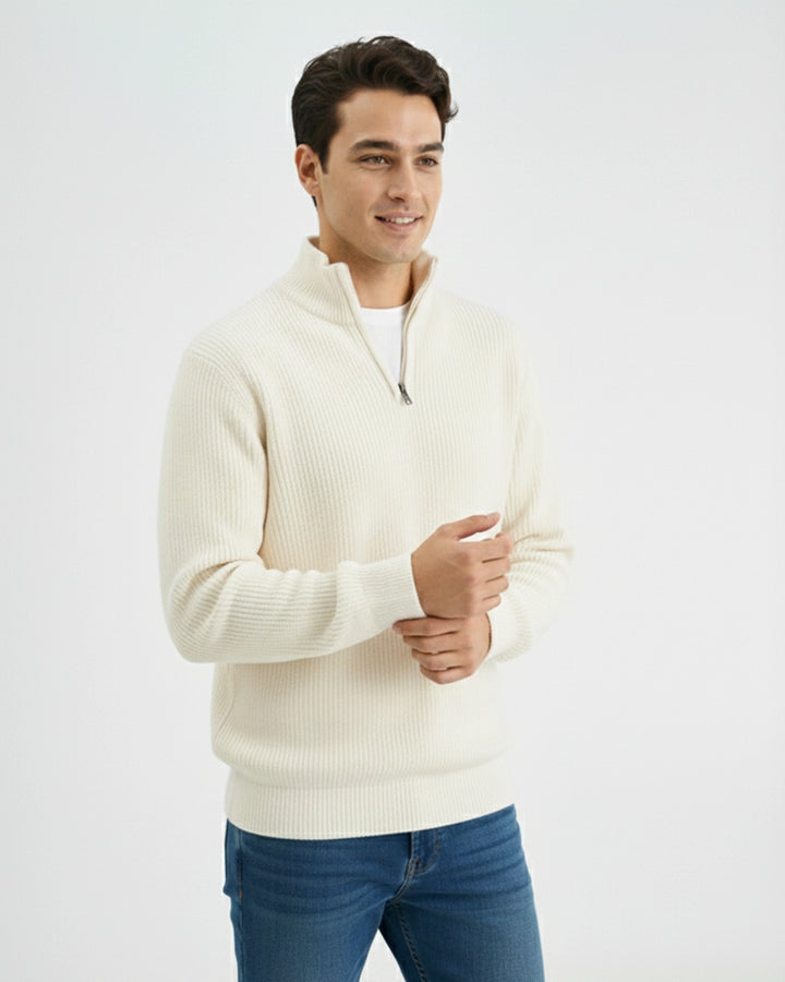 Men's white Textured Sweater