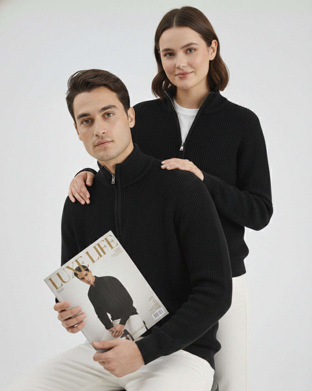 Women's Black Textured Sweater