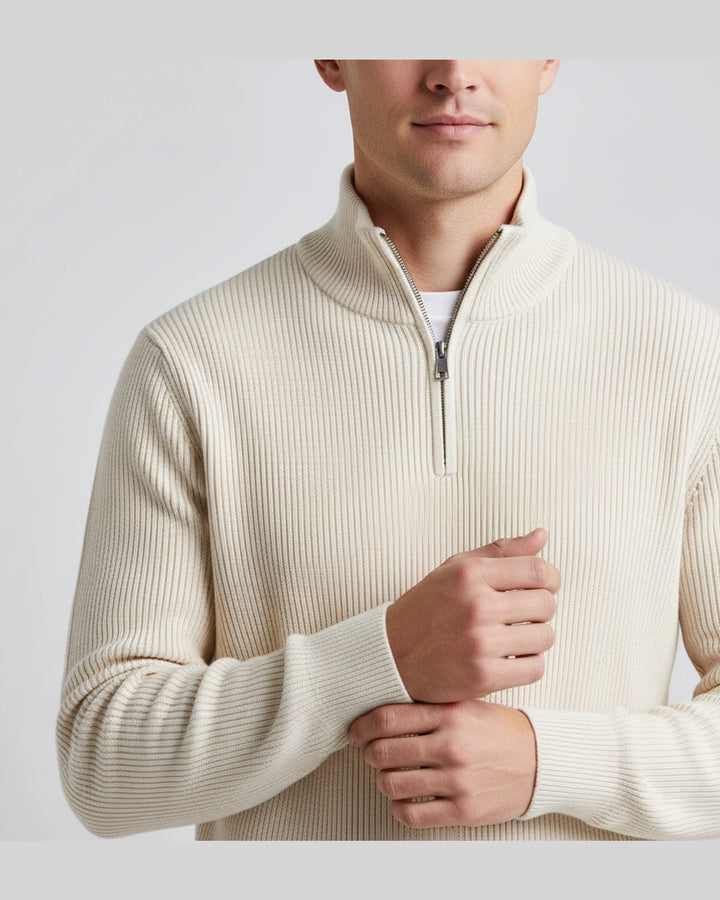 Men's white Textured Sweater