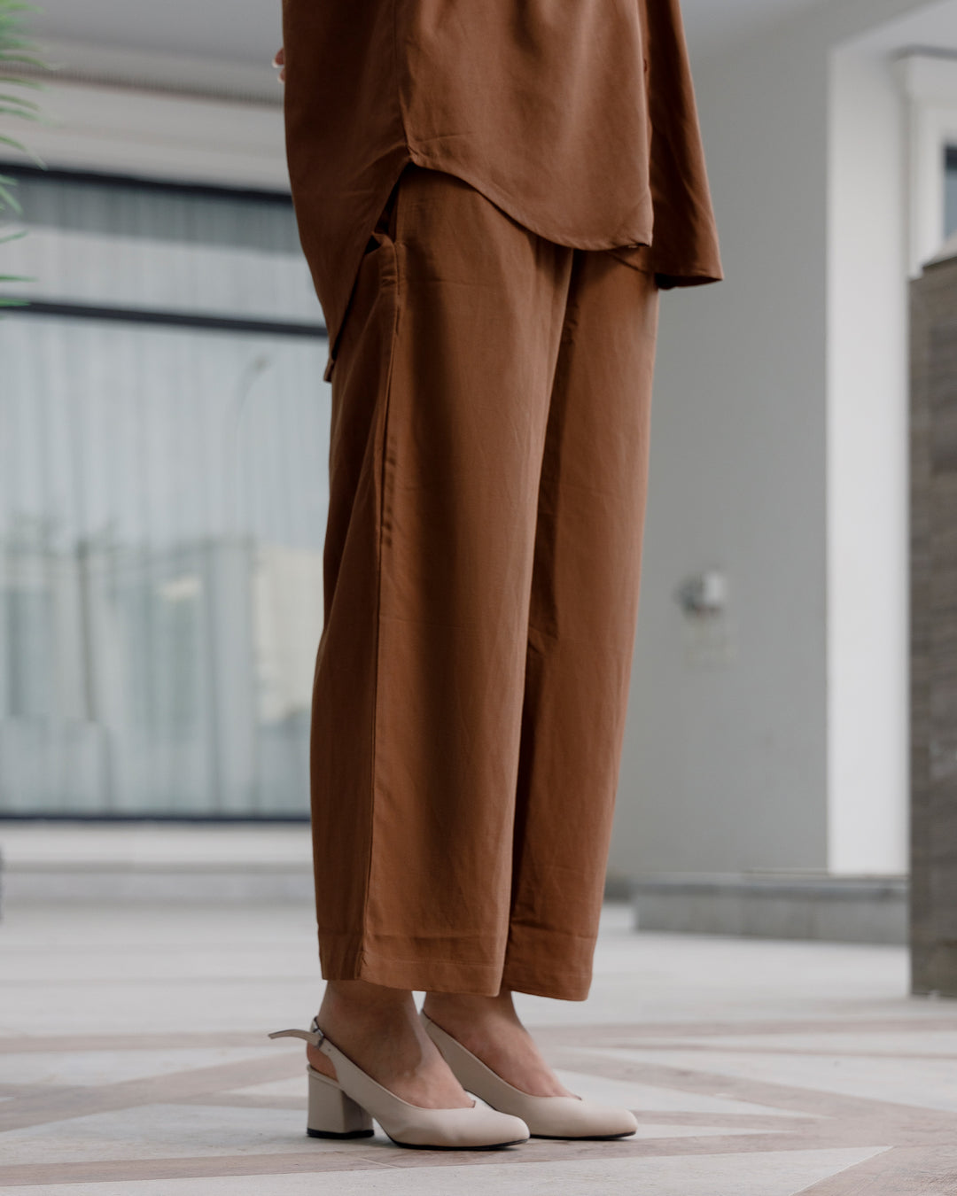 Chestnut Cuban Collar Co-ord Set