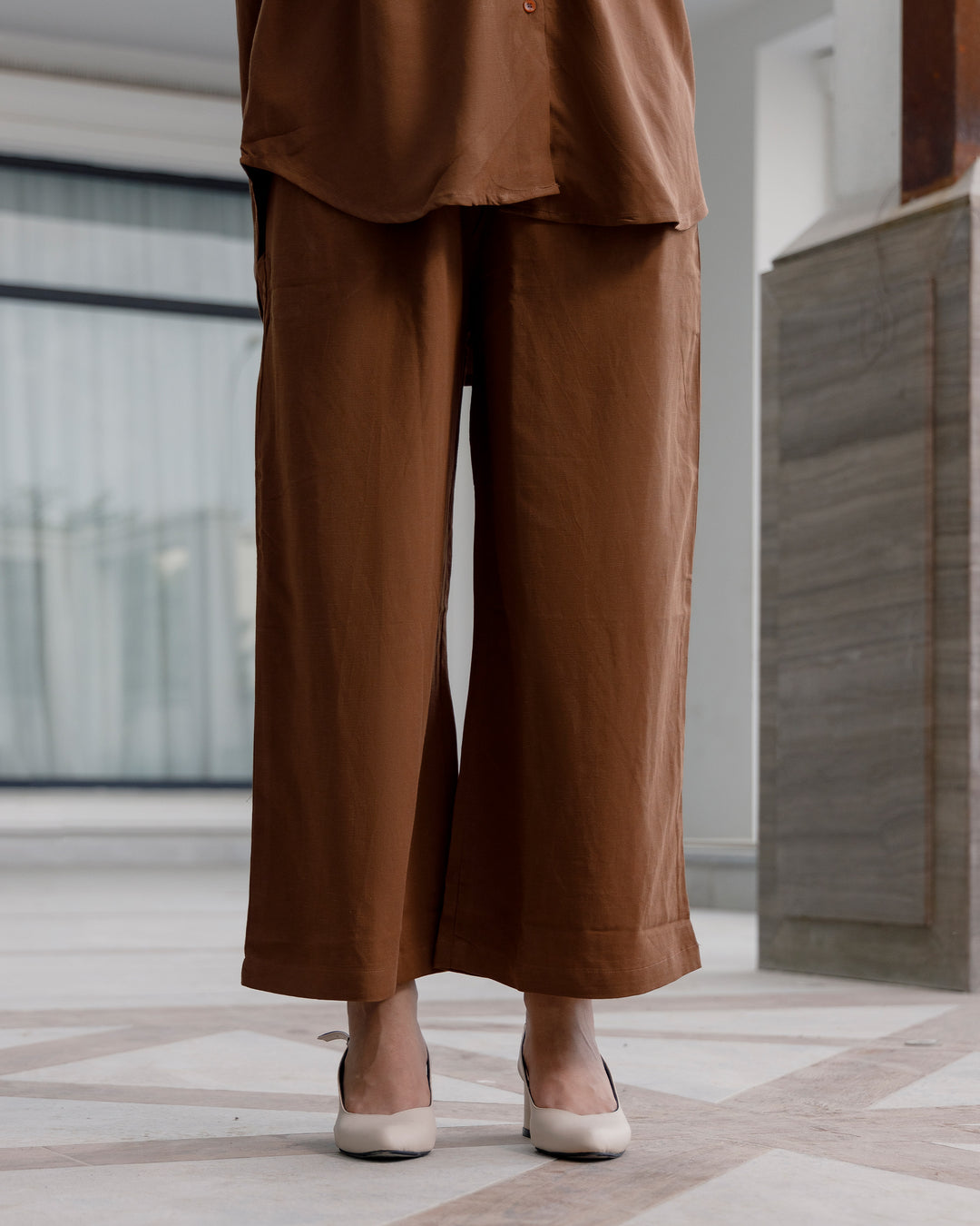 Chestnut Cuban Collar Co-ord Set