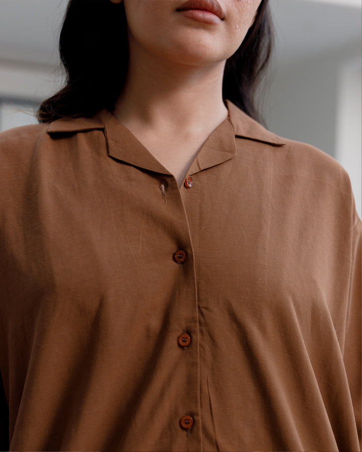 Chestnut Cuban Collar Co-ord Set