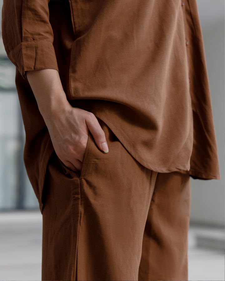 Chestnut Cuban Collar Co-ord Set