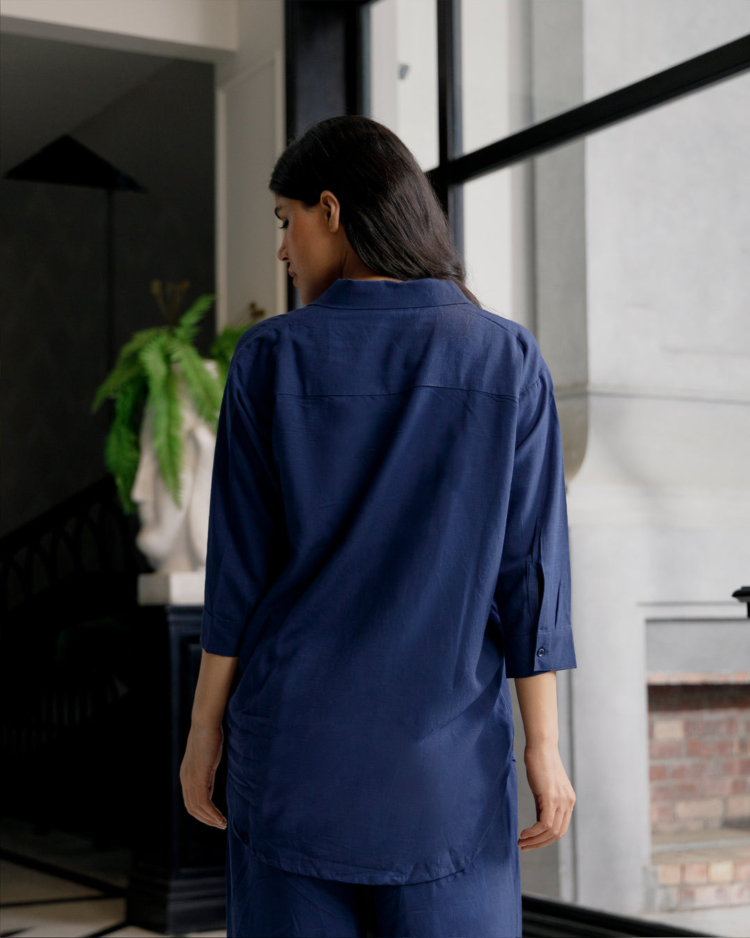 Navy Cuban Collar Co-ord Set