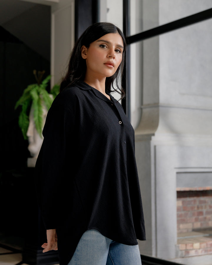 Onyx Cuban Collar Shirt
