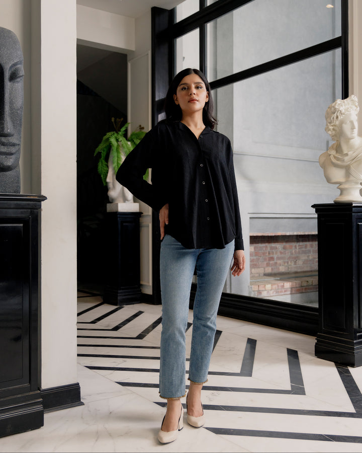 Onyx Cuban Collar Shirt
