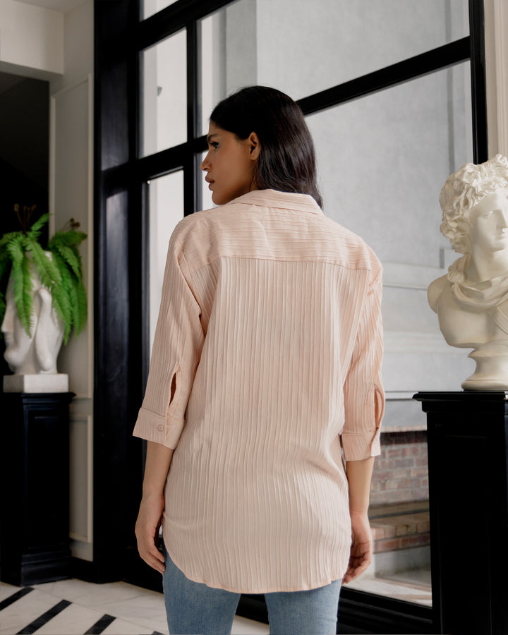 Rosé Cuban Collar Shirt