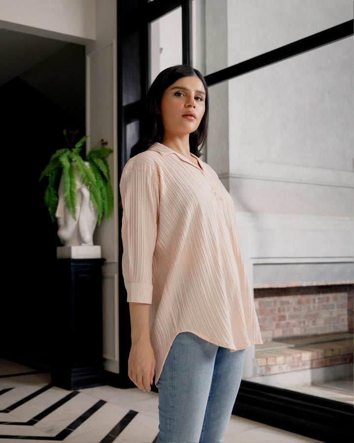 Rosé Cuban Collar Shirt