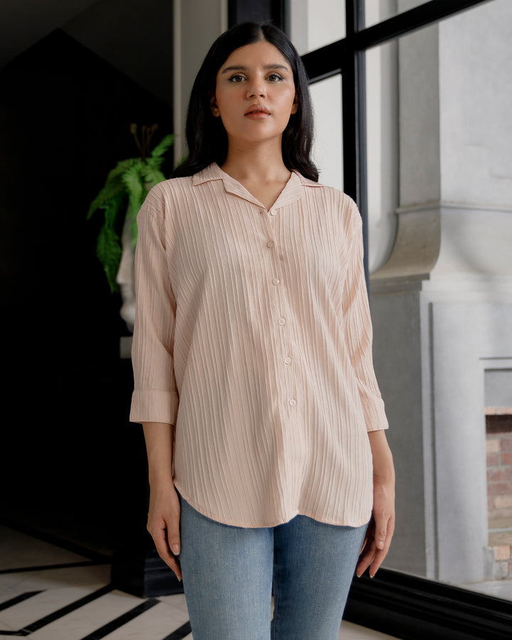 Rosé Cuban Collar Shirt