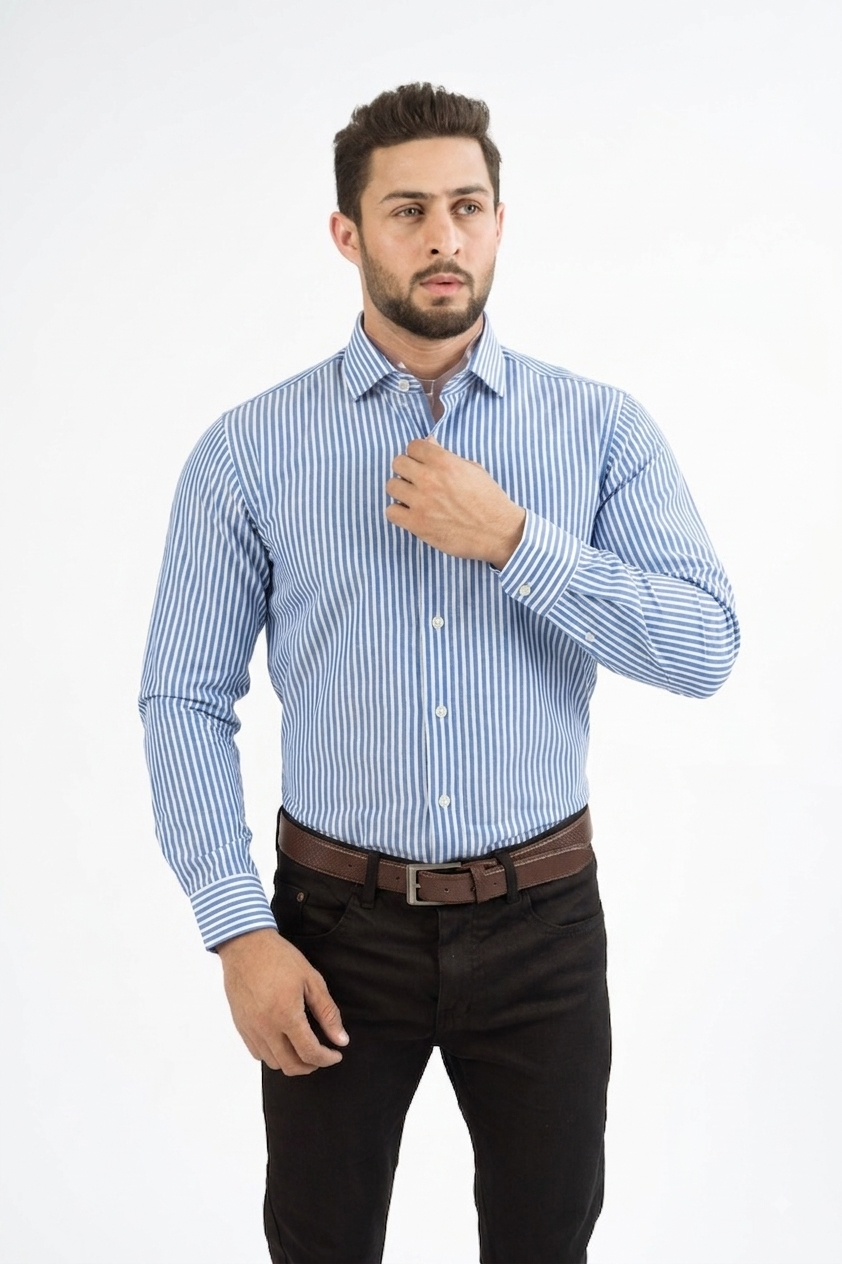 Blue Striped Formal Shirt