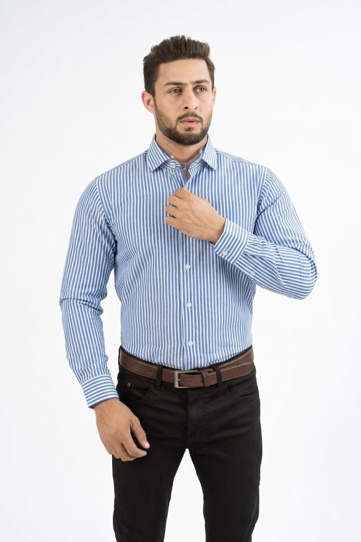 Blue Striped Formal Shirt