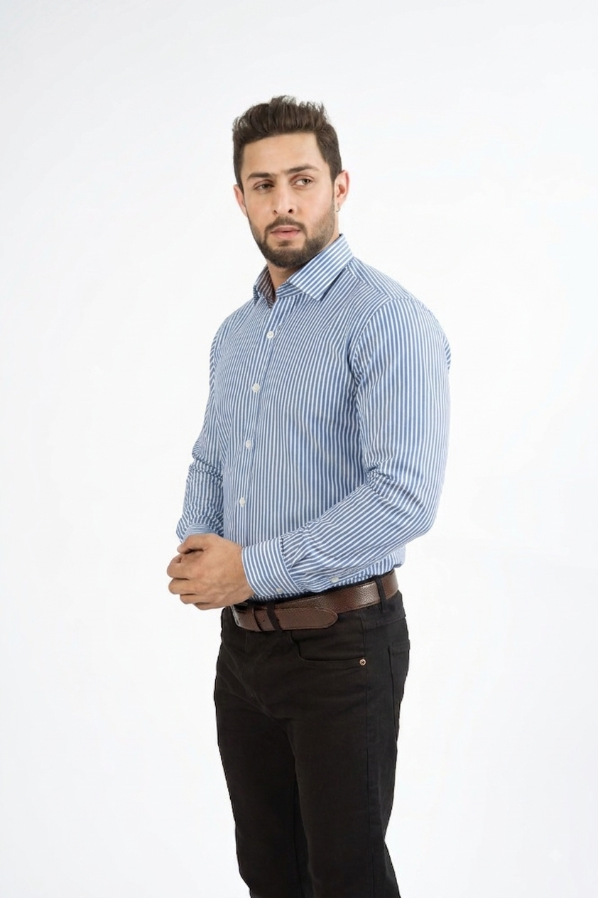 Blue Striped Formal Shirt