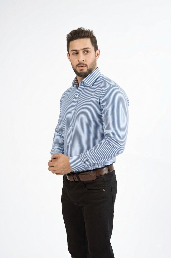Blue Striped Formal Shirt