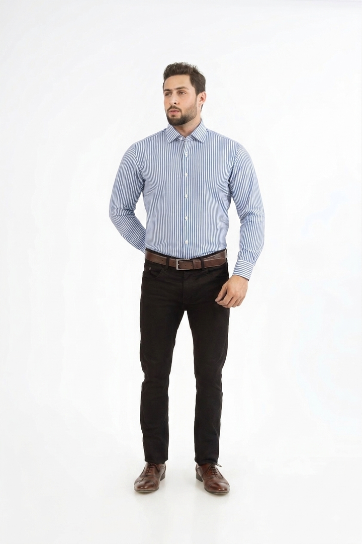 Blue Striped Formal Shirt