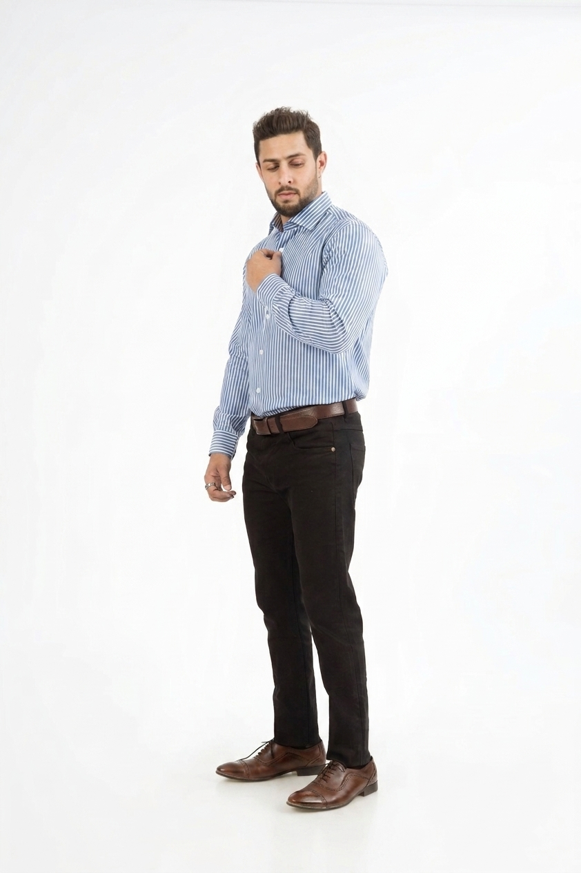 Blue Striped Formal Shirt