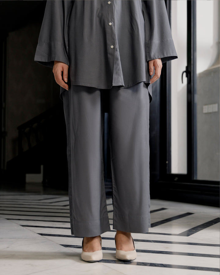 Charcoal Cuban Collar Co-ord Set