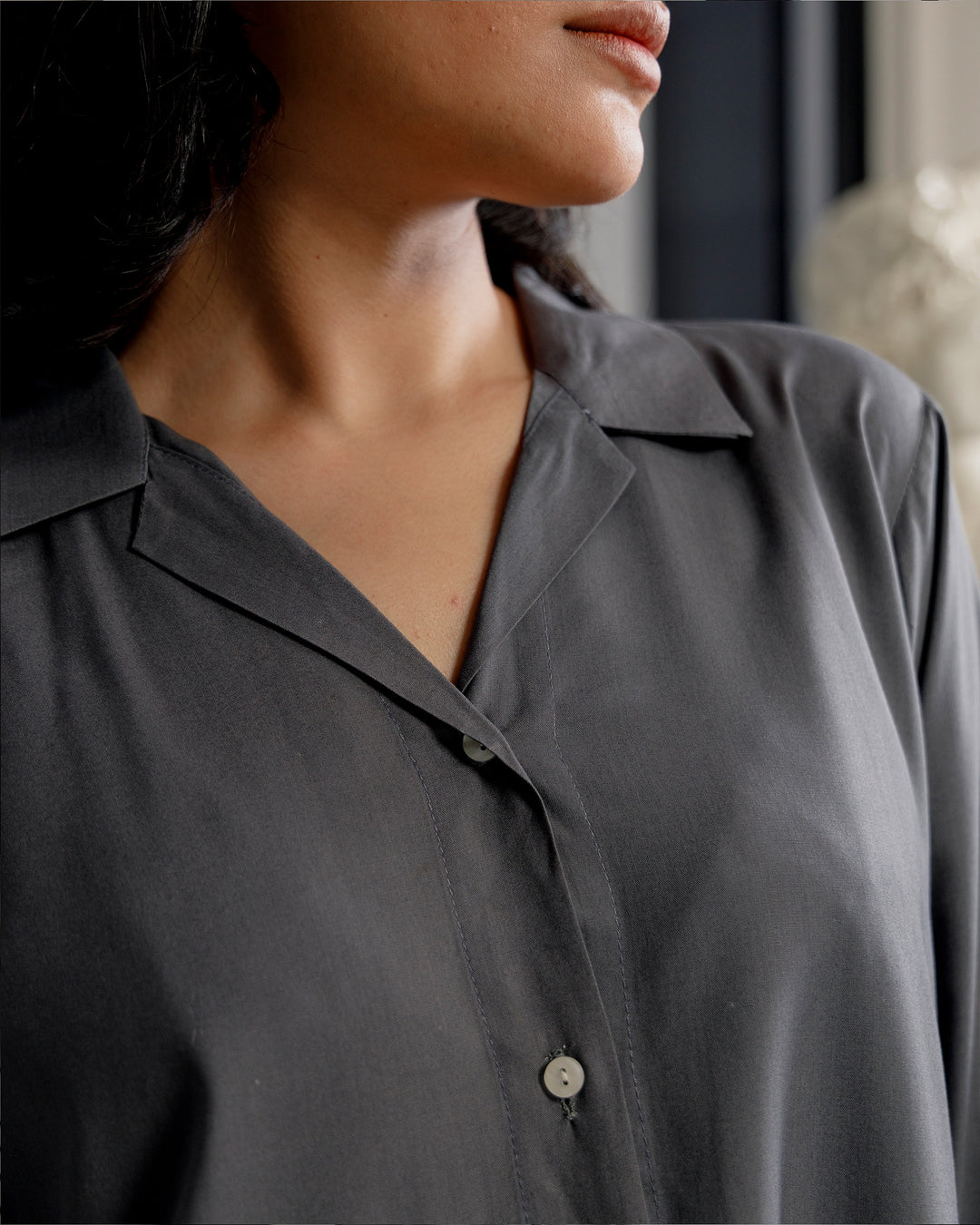 Charcoal Cuban Collar Co-ord Set