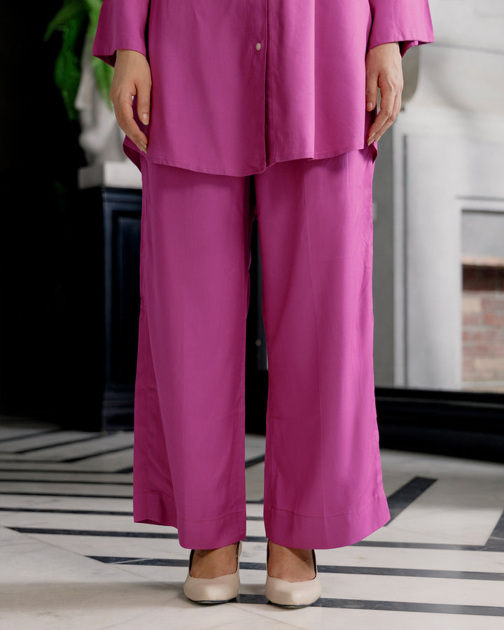 Fuchsia Cuban Collar Co-ord Set