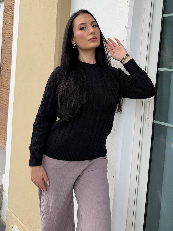 Women’s Black Cable Knit Sweater