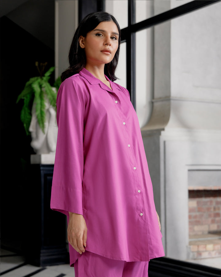 Fuchsia Cuban Collar Co-ord Set