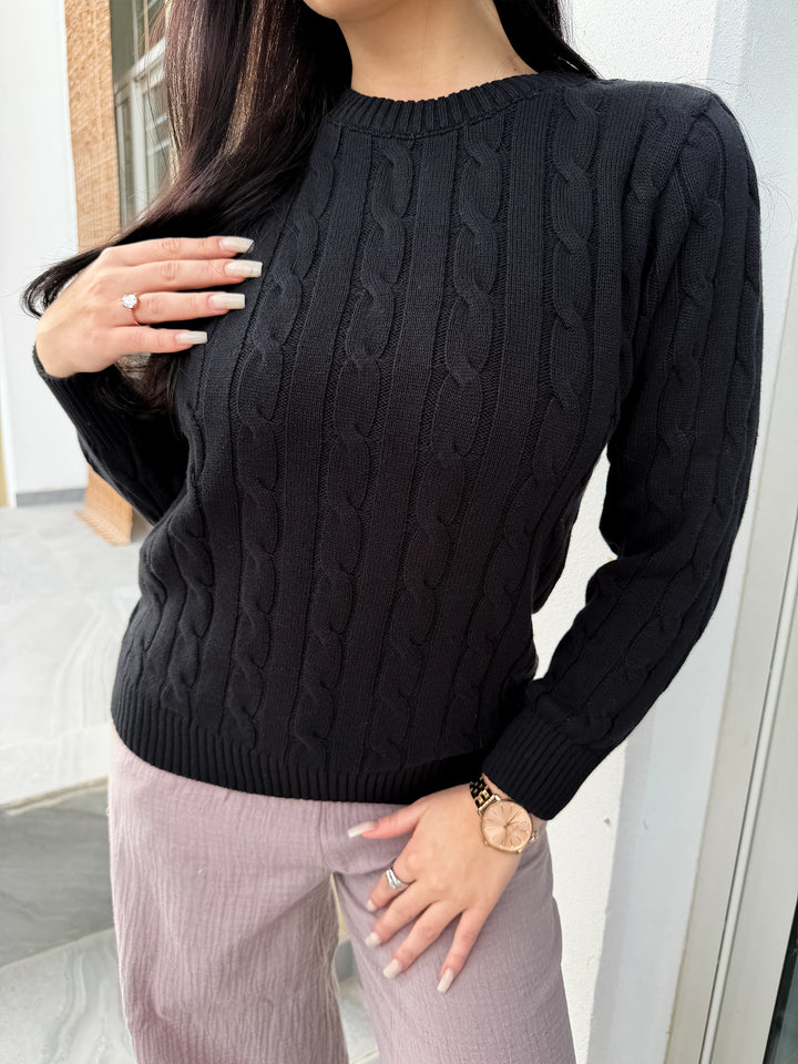 Women’s Black Cable Knit Sweater