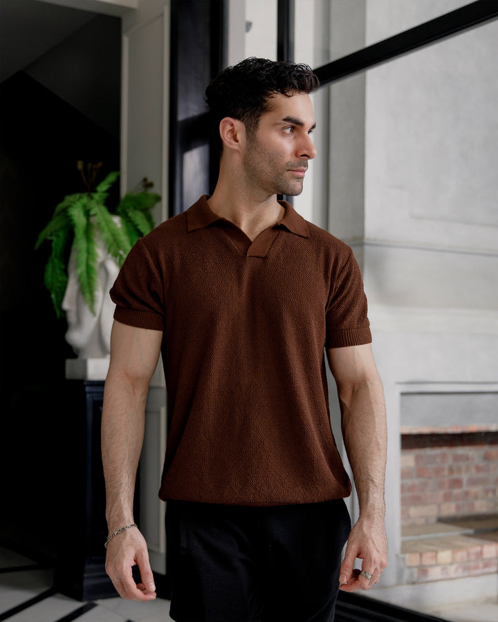 Men’s Choco Textured Knit Polo