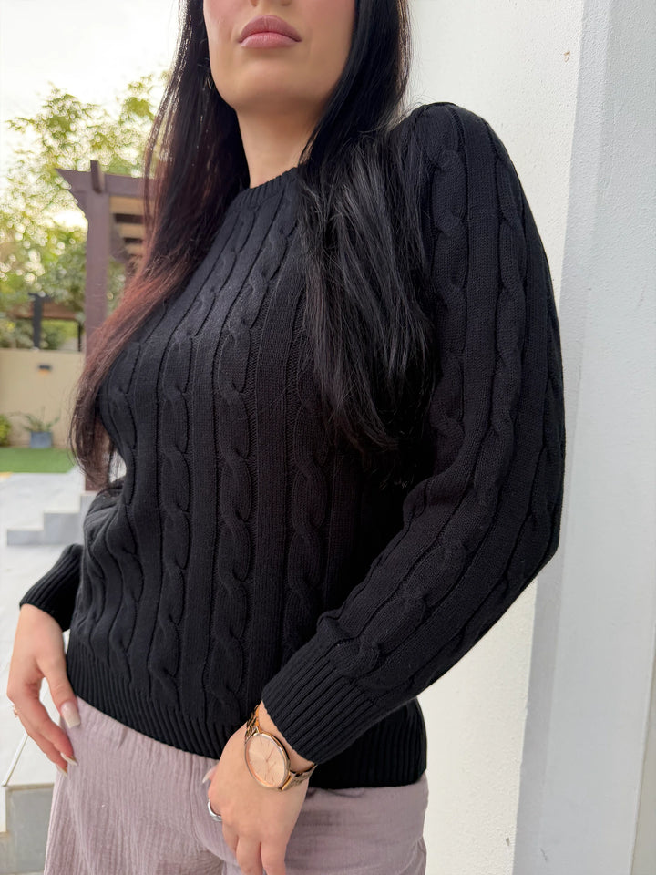 Women’s Black Cable Knit Sweater