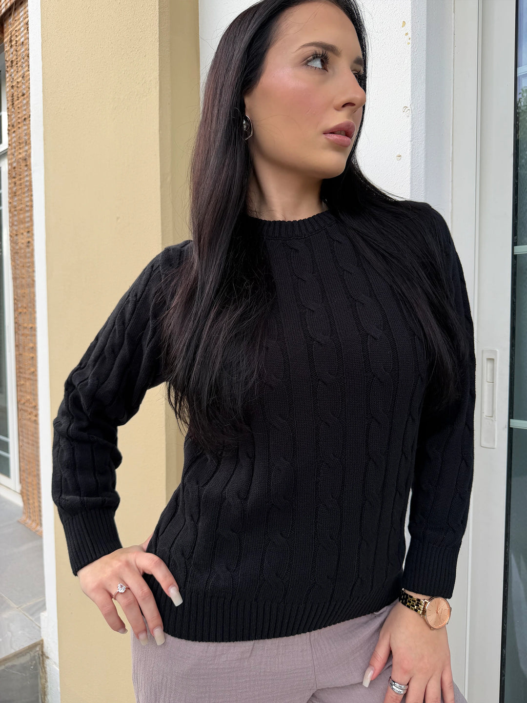 Women’s Black Cable Knit Sweater