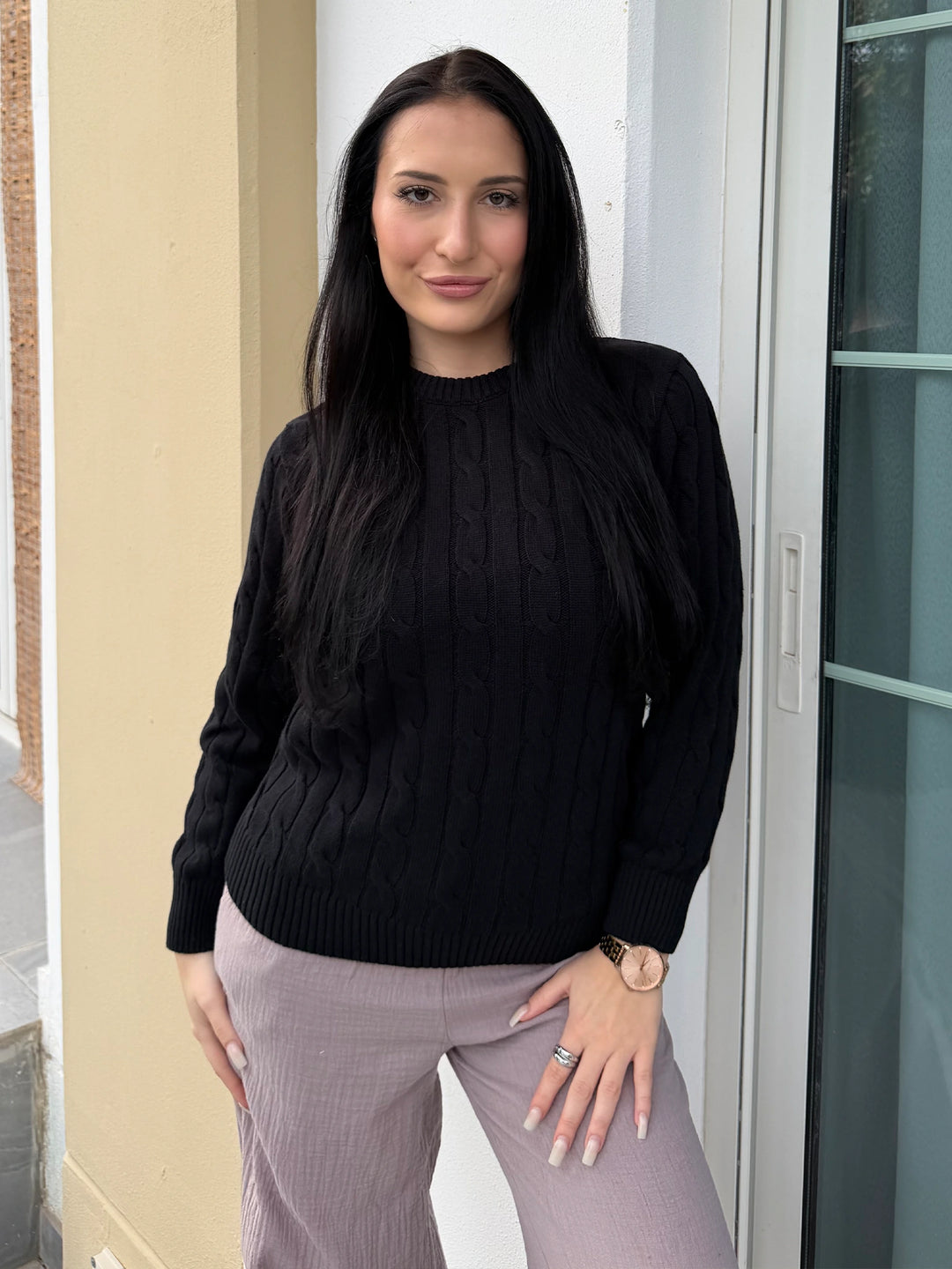 Women’s Black Cable Knit Sweater