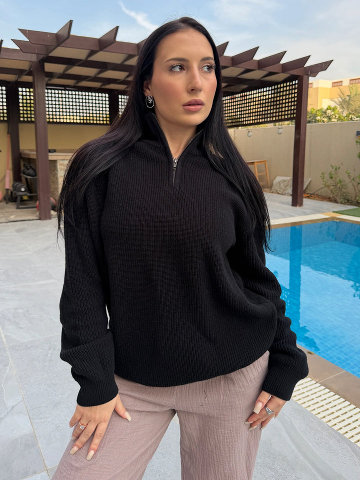Women's Black Textured Sweater