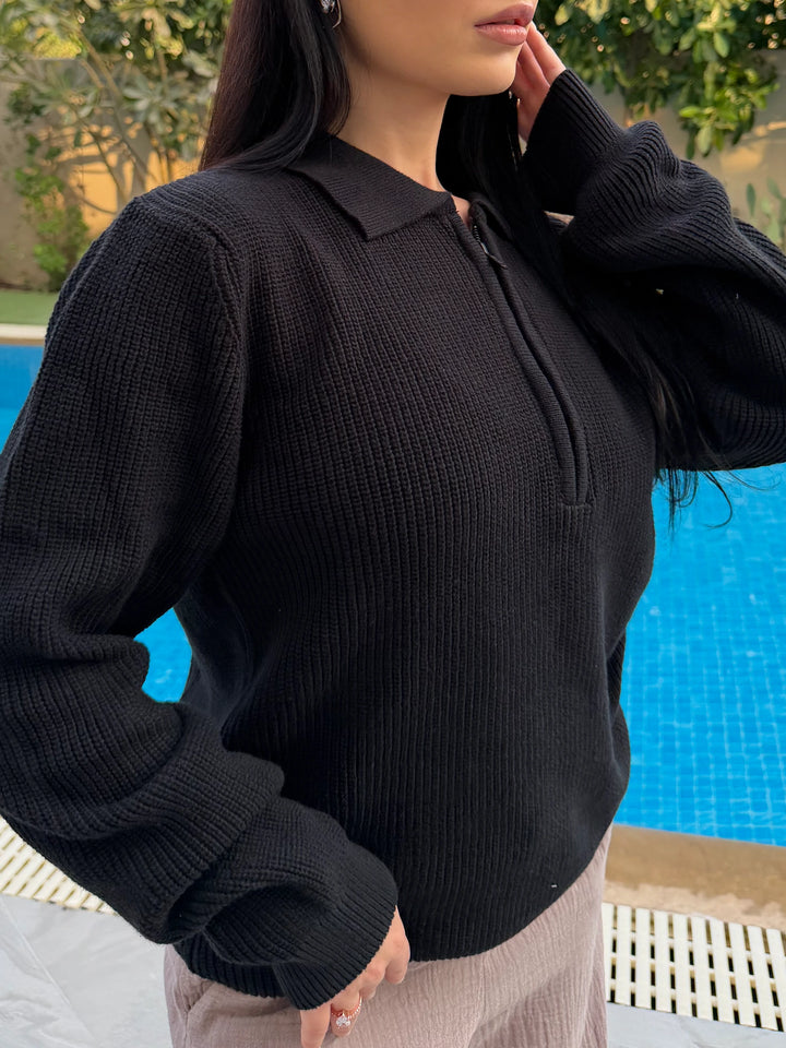 Women's Black Textured Sweater