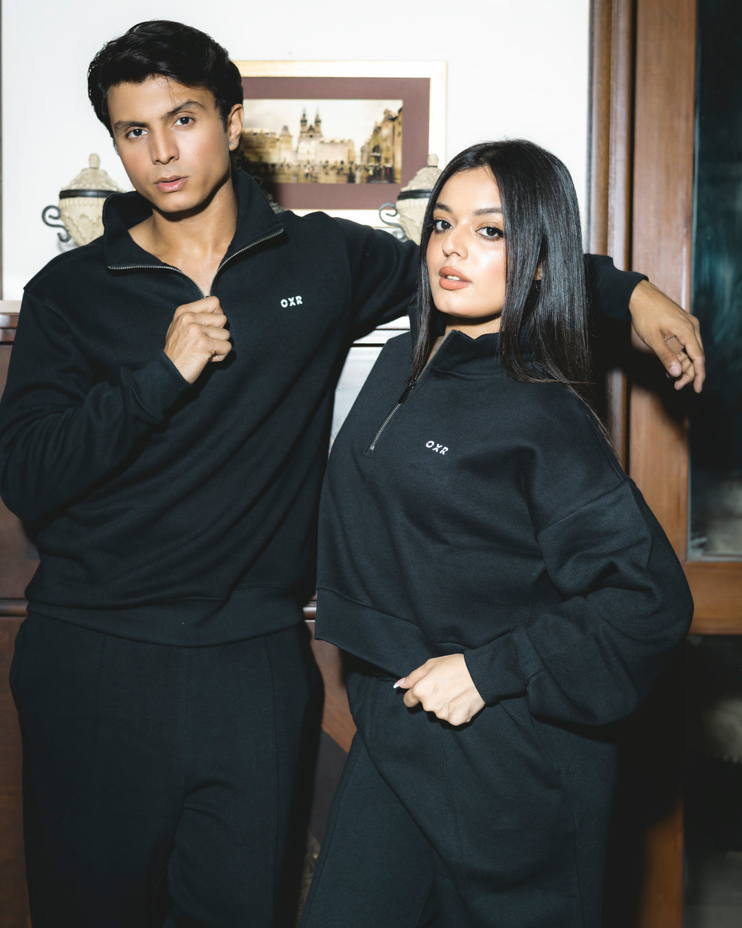 Black Quarter-Zip Sweatshirt