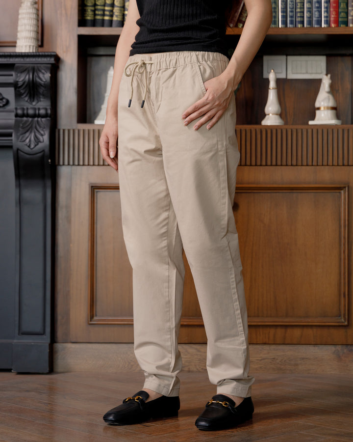 Women's Everyday Beige Joggers – Soft Stretch & Relaxed Fit