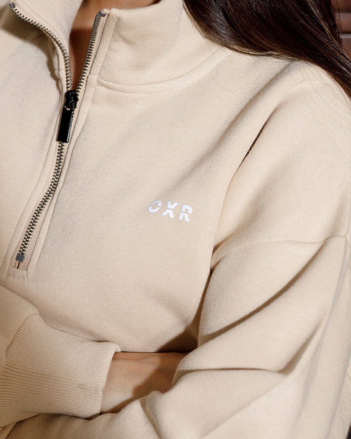 Beige Quarter-Zip Sweatshirt