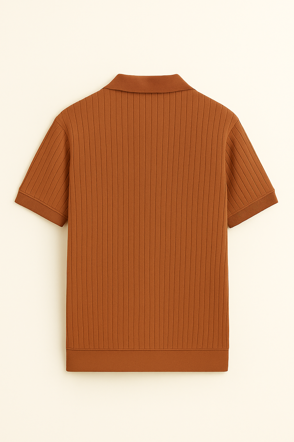 Brown Rib Knit Polo