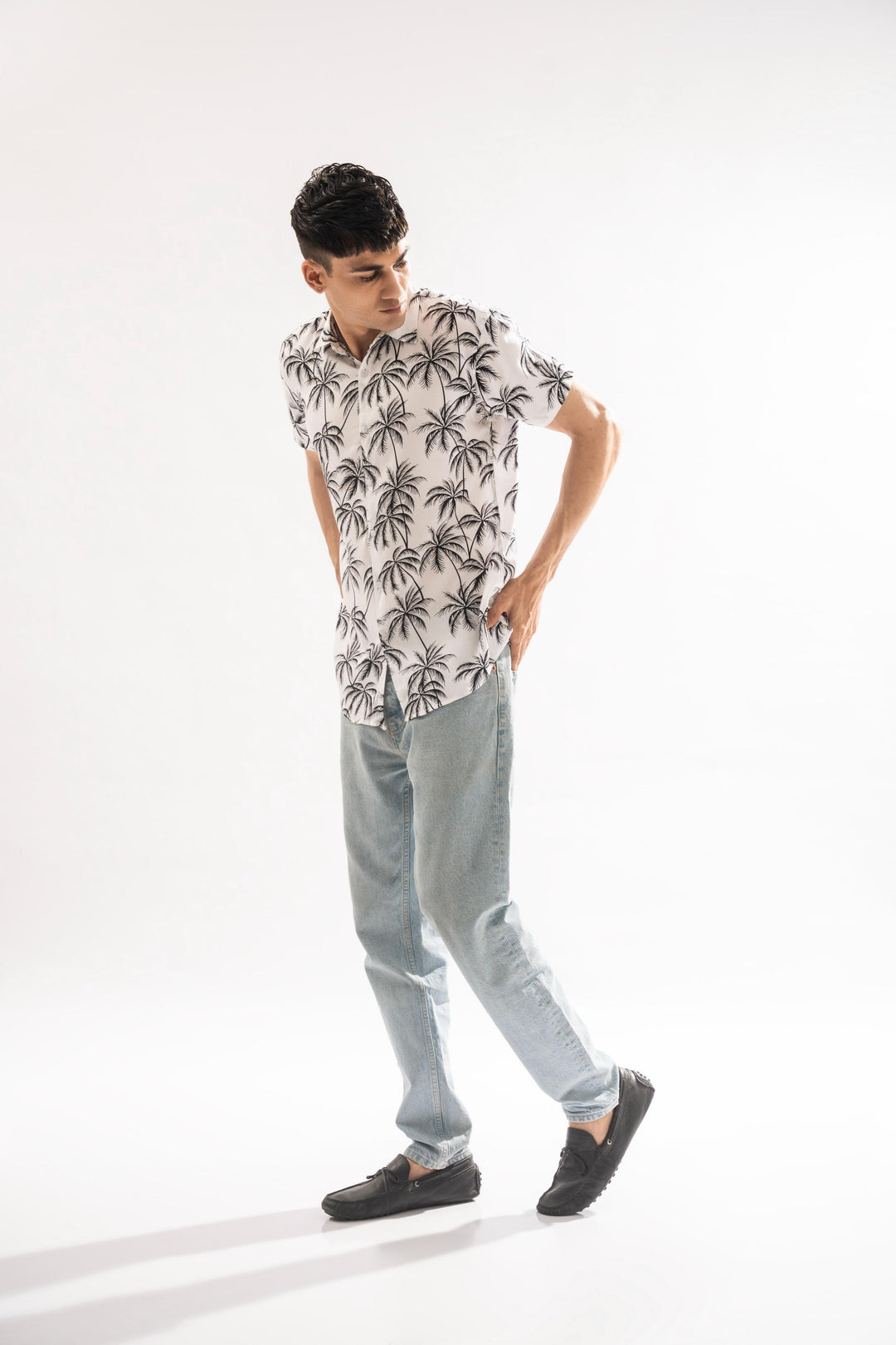 White Palm Tree Linen Shirt