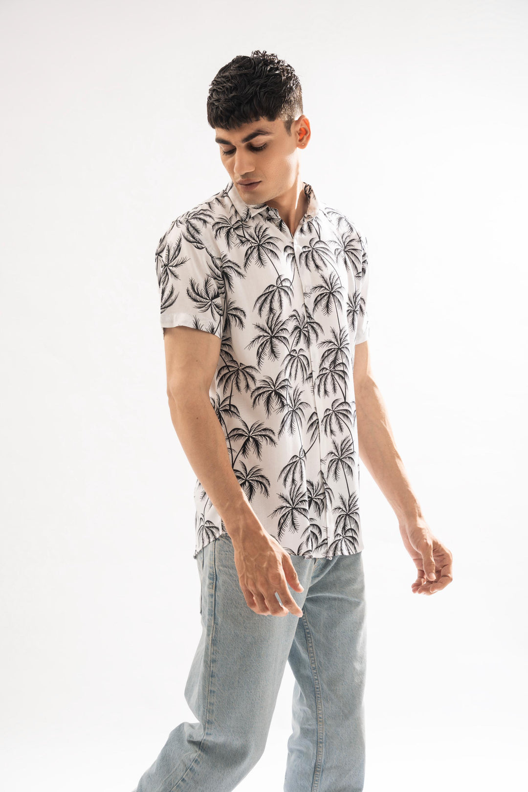 White Palm Tree Linen Shirt