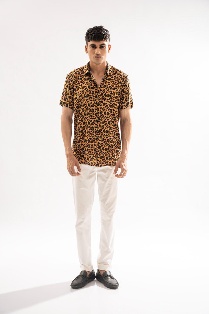 Cheetah Print Linen Shirt