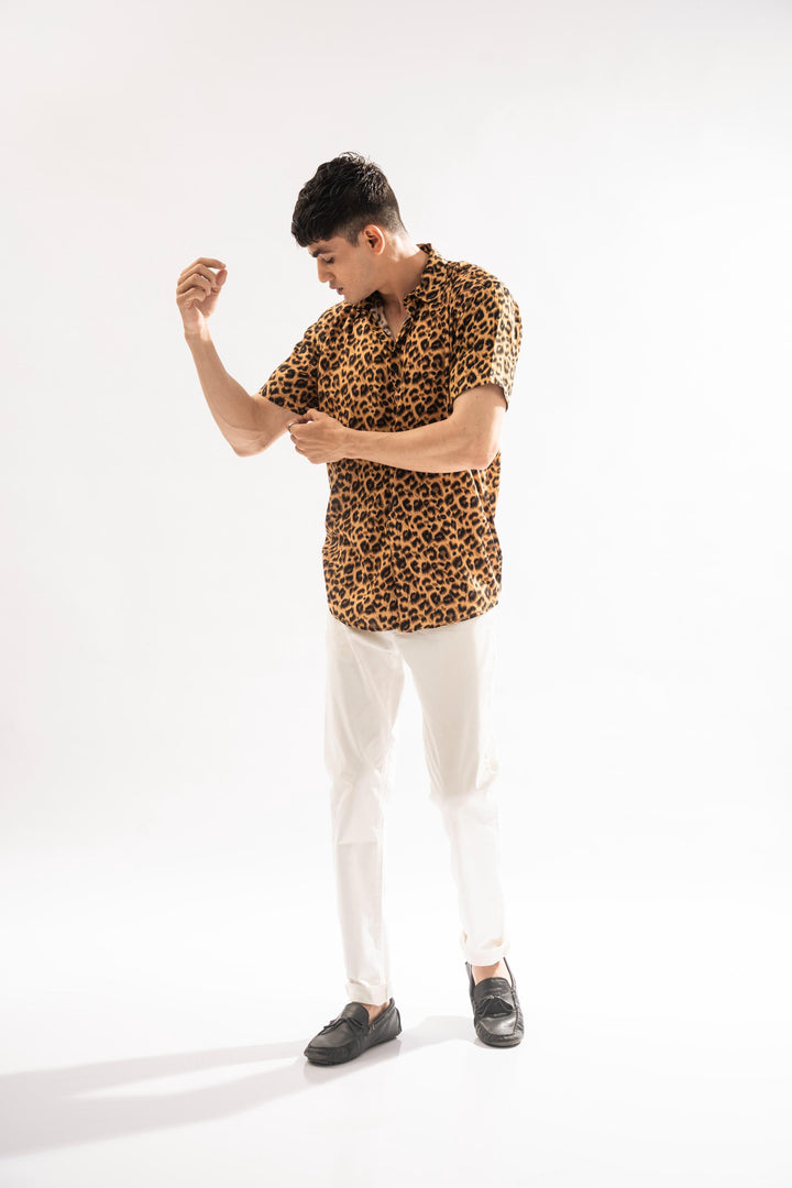 Cheetah Print Linen Shirt