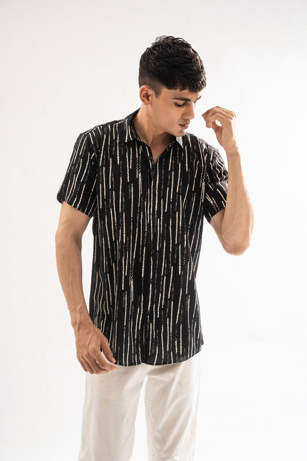 Black Striped Linen Shirt